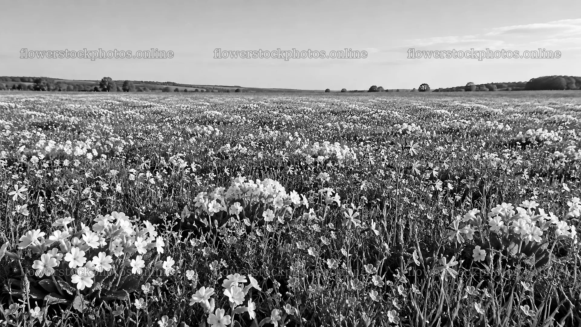 Monochrome Flower Meadow Beneath Open Sky – flower stock photos 10324x5812