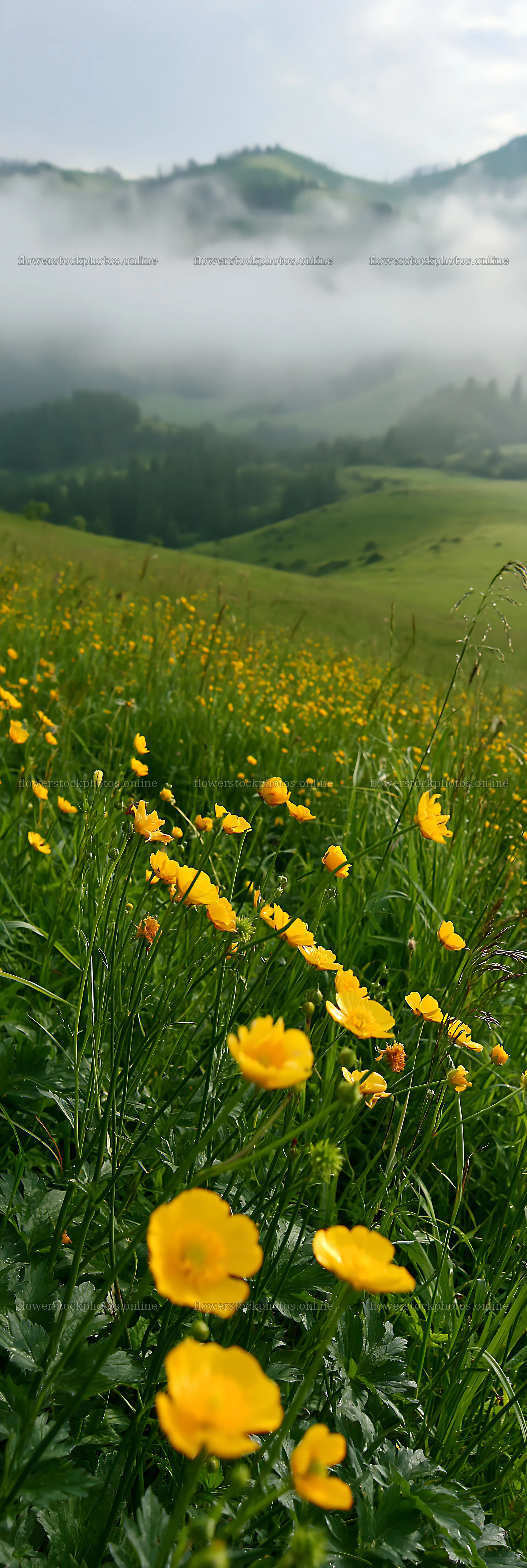Slovak meadow with wildflowers in Carpathian valley – flower stock photos 4602x13690