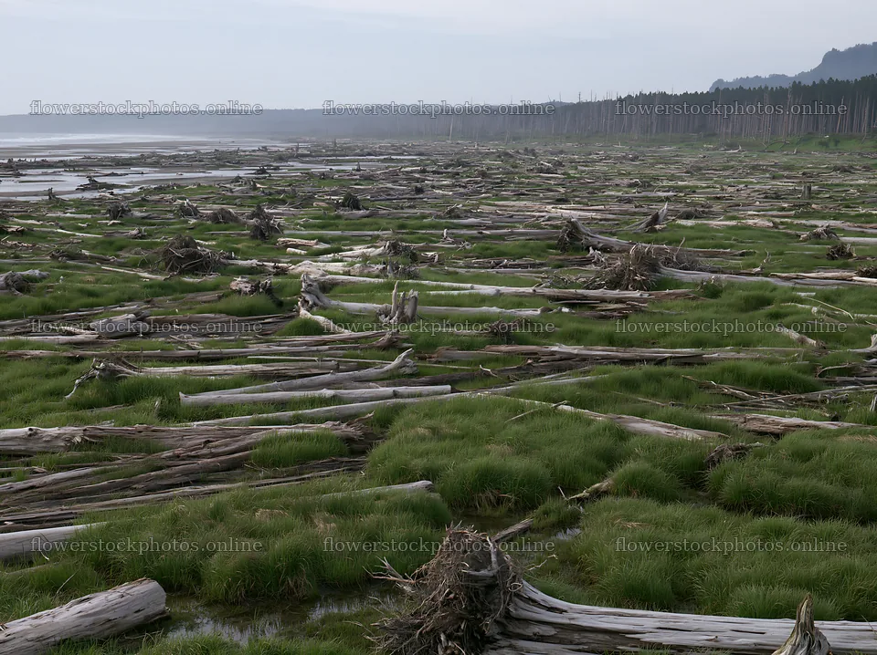 Ishikawa coastal meadow with washed driftwood and grass – flower stock photos 9174x6866