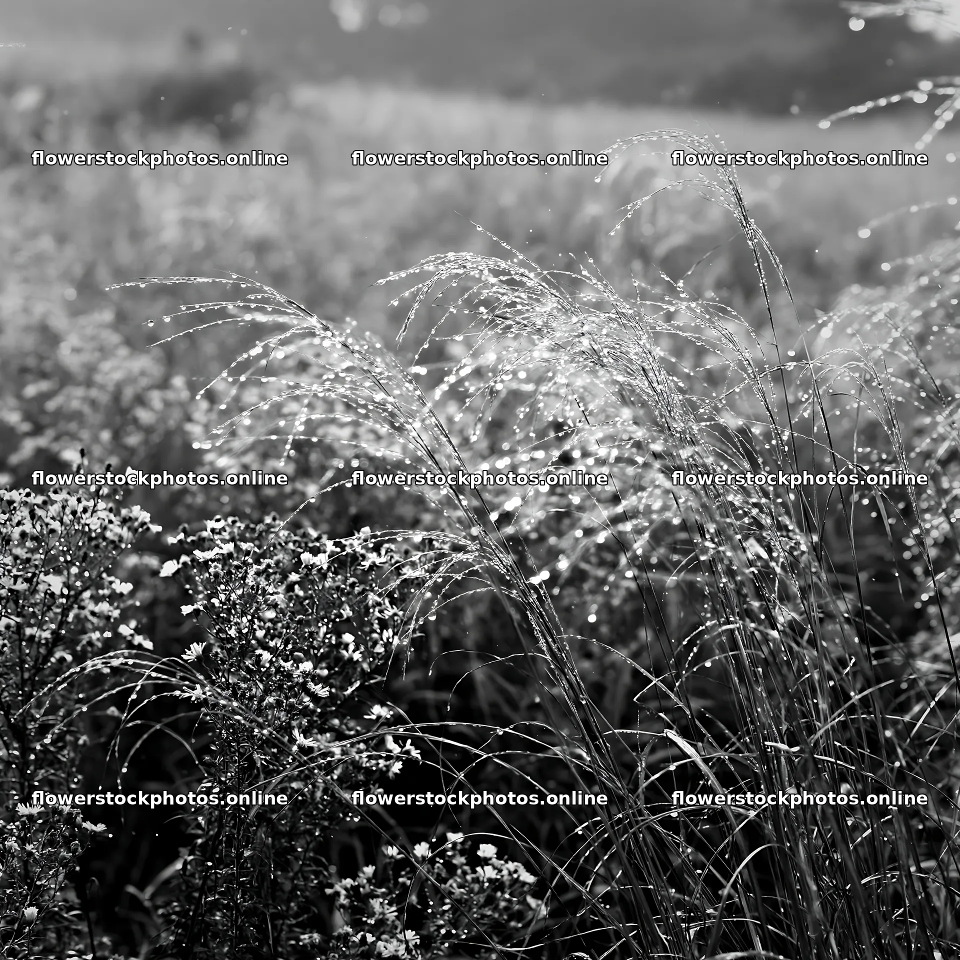 Fukui native grass meadow rain droplets create a natural scene – flower stock photos 7938x7938