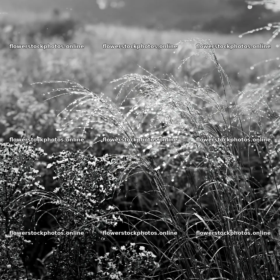 Fukui native grass meadow rain droplets create a natural scene – flower stock photos 7938x7938