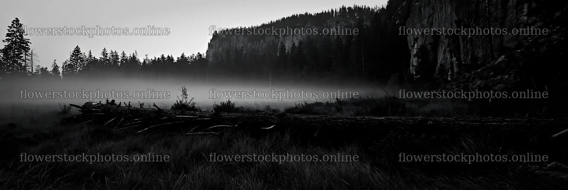 Weathered log rests in a misty meadow at dawn – flower stock photos 13690x4602