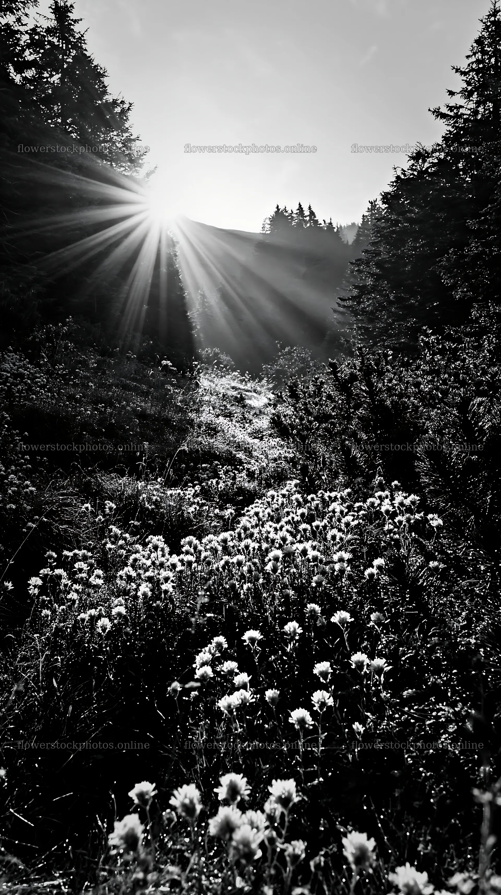 Bucegi Mountains meadow light rays create beautiful scene – flower stock photos 5938x10608