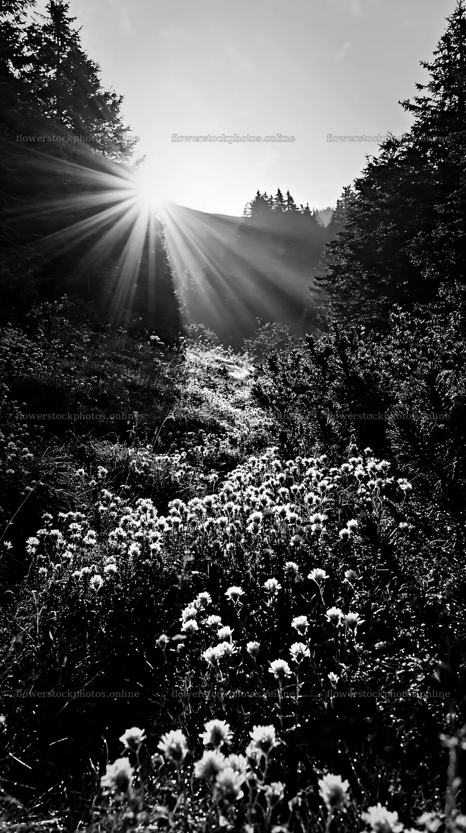 Bucegi Mountains meadow light rays create beautiful scene – flower stock photos 5938x10608