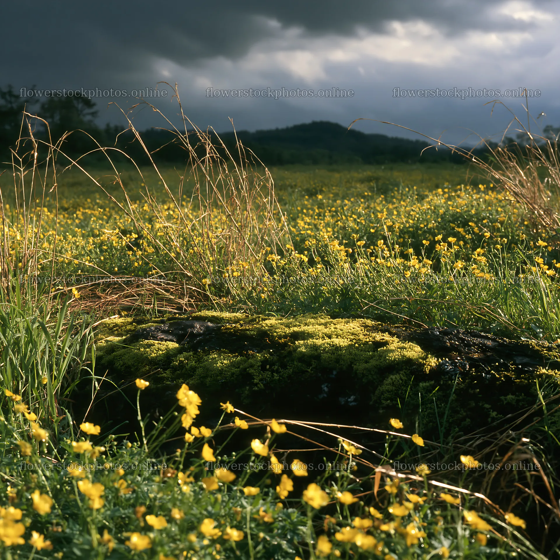 Gifu low carbon meadow mossy log among wildflowers – flower stock photos 7938x7938