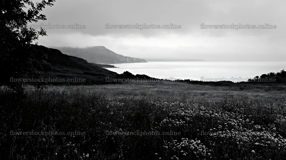 Wide Christmas meadow with native flowers and fairy lights – flower stock photos 10608x5938