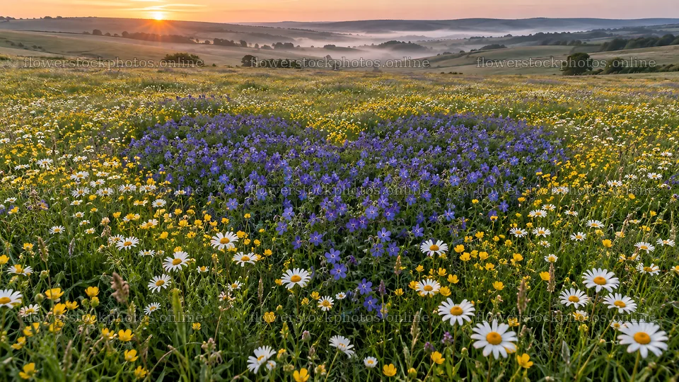 Heart-Shaped Patch of Colorful Wildflowers – flower stock photos 10324x5812
