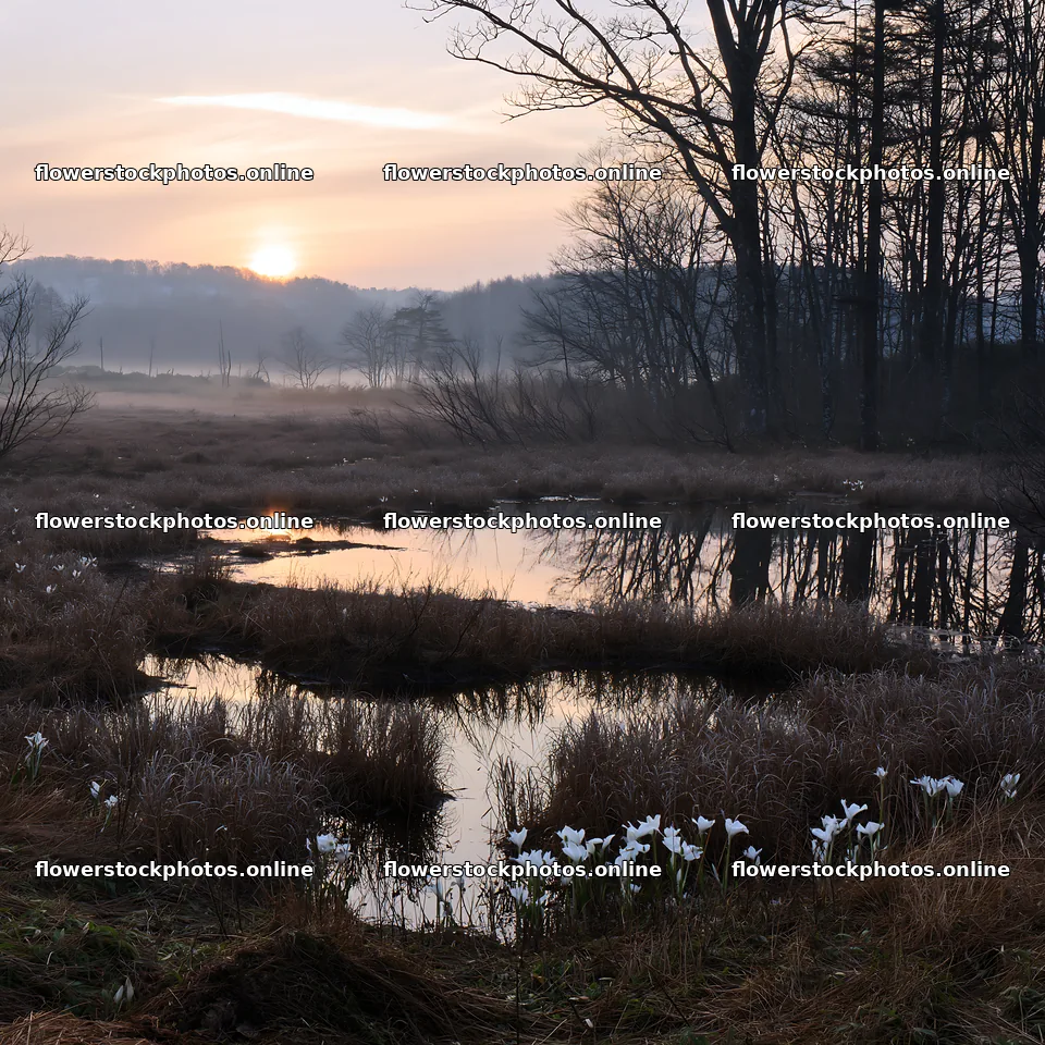 Akita snowmelt meadow with silver grasses during sunrise – flower stock photos 7938x7938