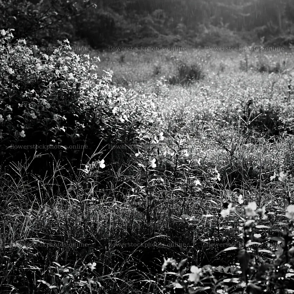 Kochi monsoon meadow with rain beaded grasses – flower stock photos 7938x7938