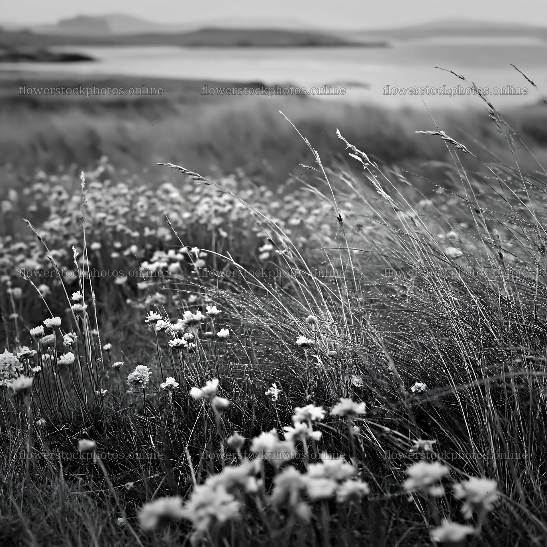 Machair beach meadow with wildflowers and grass by the sea – flower stock photos 7938x7938