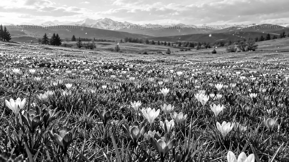 Spring Bulbs Across a Mountain Meadow – flower stock photos 10324x5812