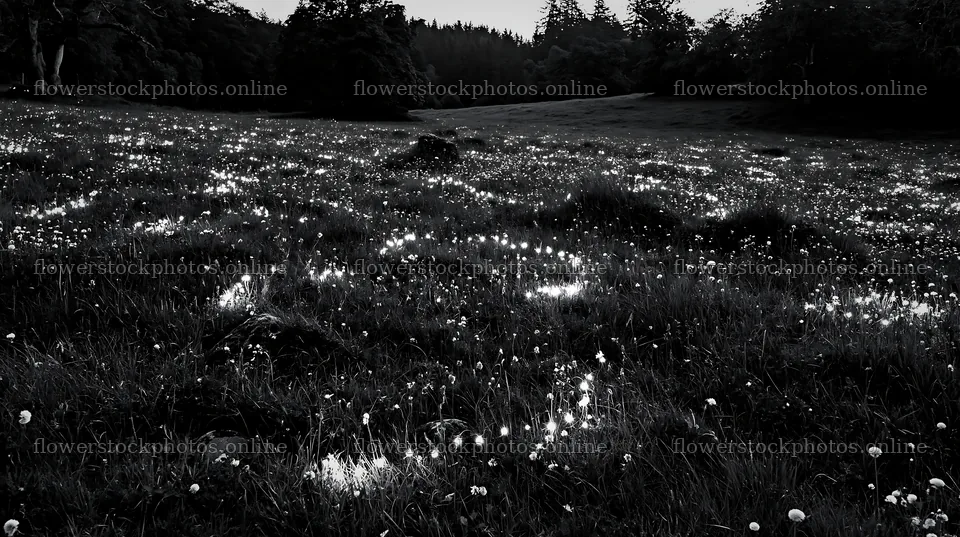 Christmas meadow with lights and stones in spring recovery – flower stock photos 10608x5938
