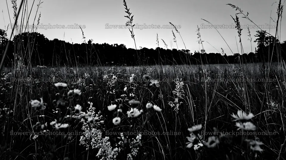 Tall grass meadow with wildflowers during sunset – flower stock photos 10608x5938