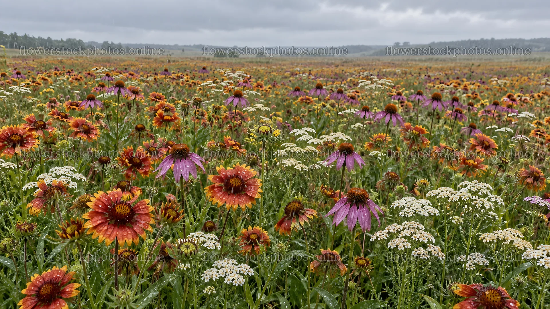 Colorful Flowers Across a Cloudy Meadow – flower stock photos 10324x5812