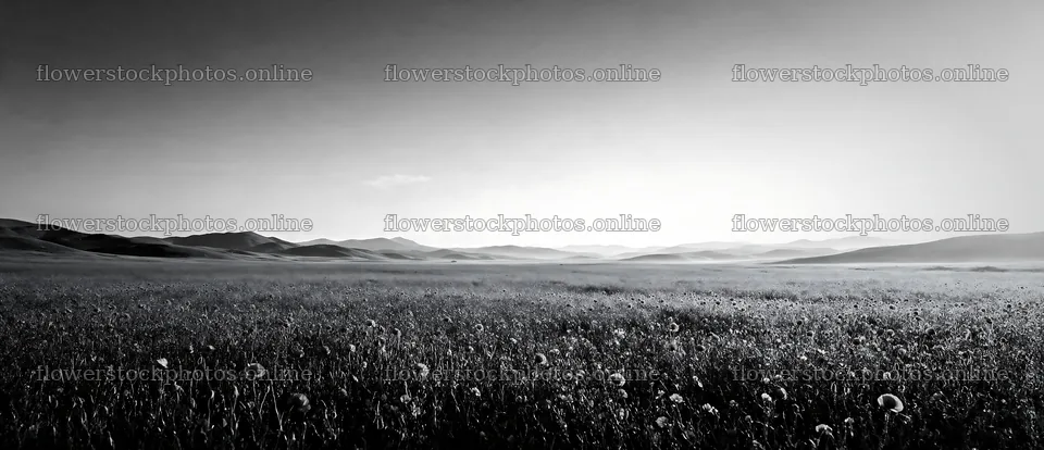 Poppy flax meadow with blooming flowers under clear sky – flower stock photos 12094x5210