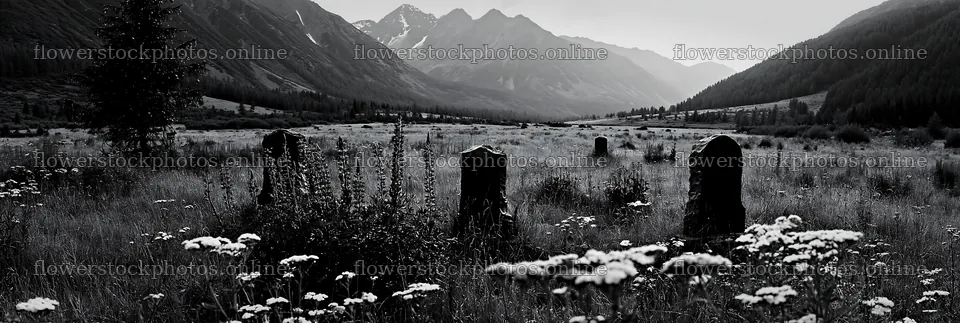 Christmas tree with baubles in mountain meadow setting – flower stock photos 13690x4602