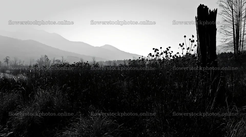 Fukushima native meadow with weathered stump – flower stock photos 10608x5938