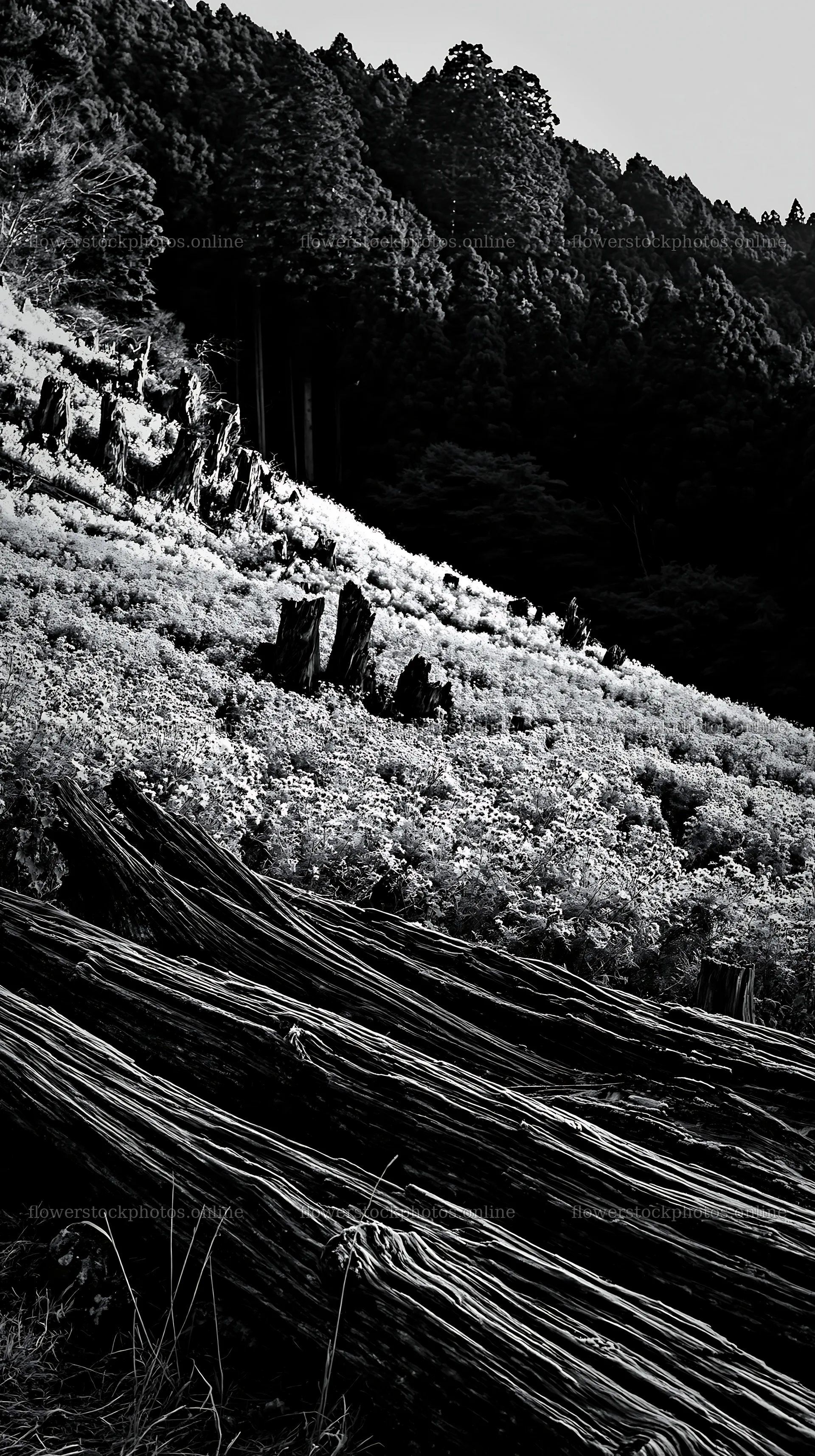 Wakayama autumn meadow weathered wood foreground – flower stock photos 5938x10608