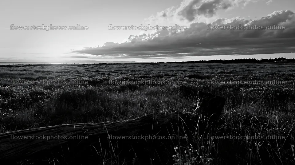Chiba coastal climate meadow driftwood foreground at sunset – flower stock photos 10608x5938