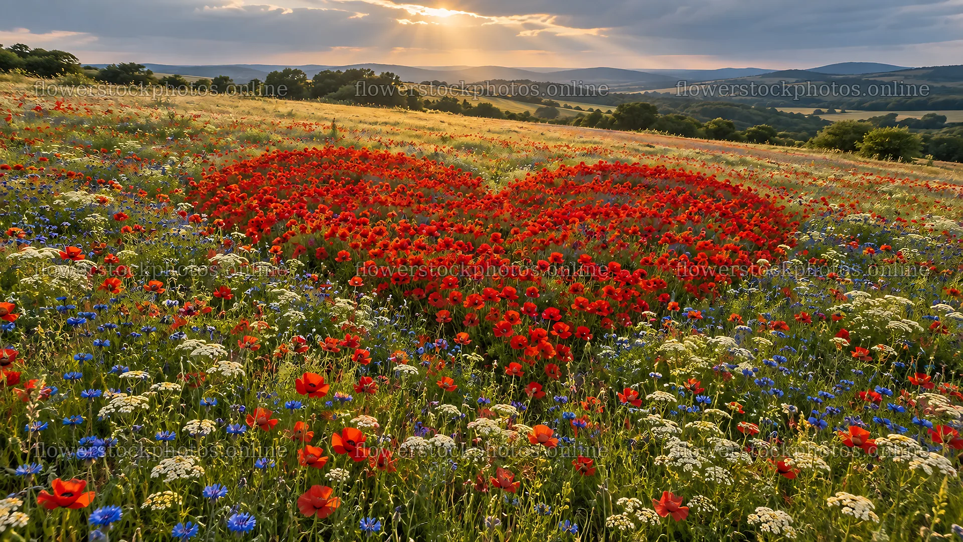 Heart Shape of Red Flowers in a Wildflower Meadow – flower stock photos 10324x5812
