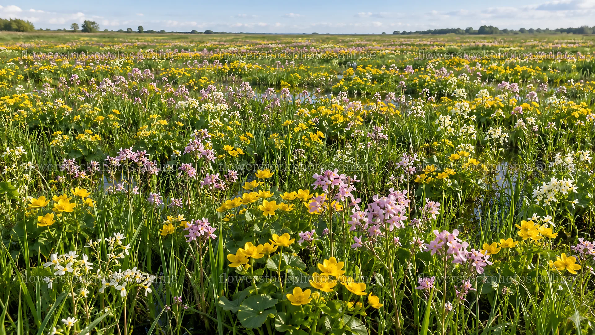 Colorful Wildflowers Across a Wet Meadow – flower stock photos 10324x5812