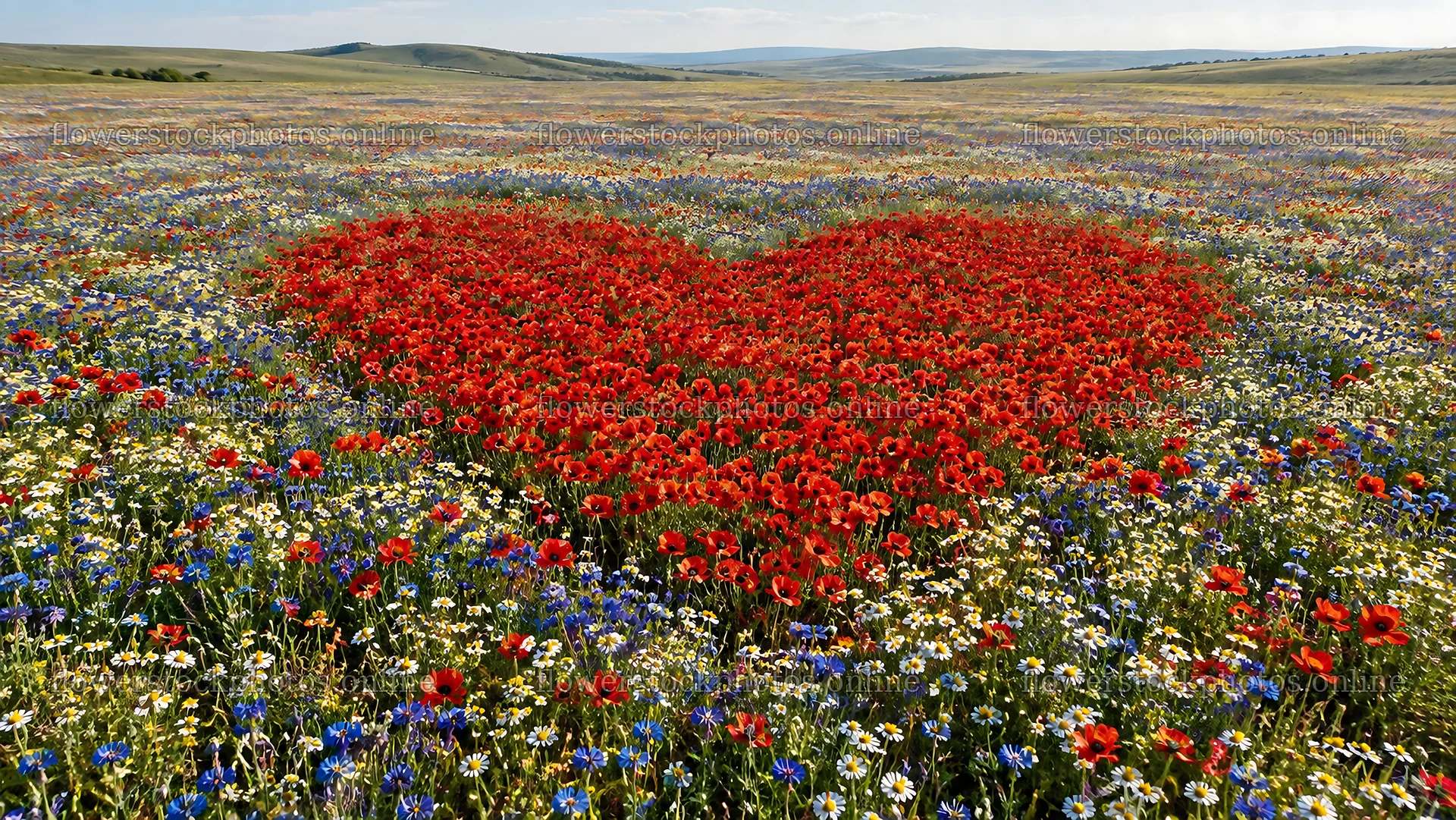 Heart-Shaped Wildflower Meadow – flower stock photos 10324x5812