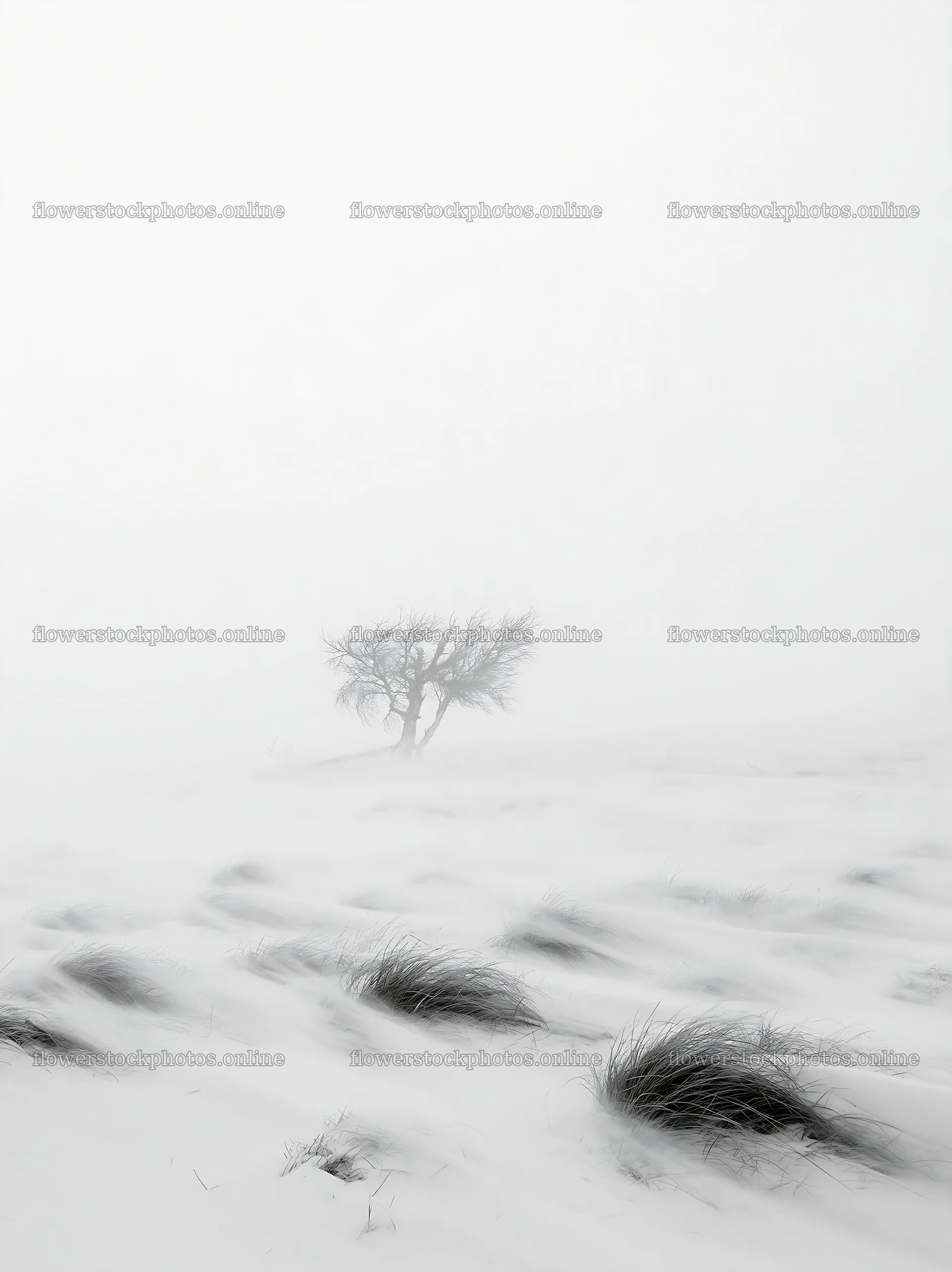 Snowbound meadow with solitary tree in winter landscape – flower stock photos 6866x9174