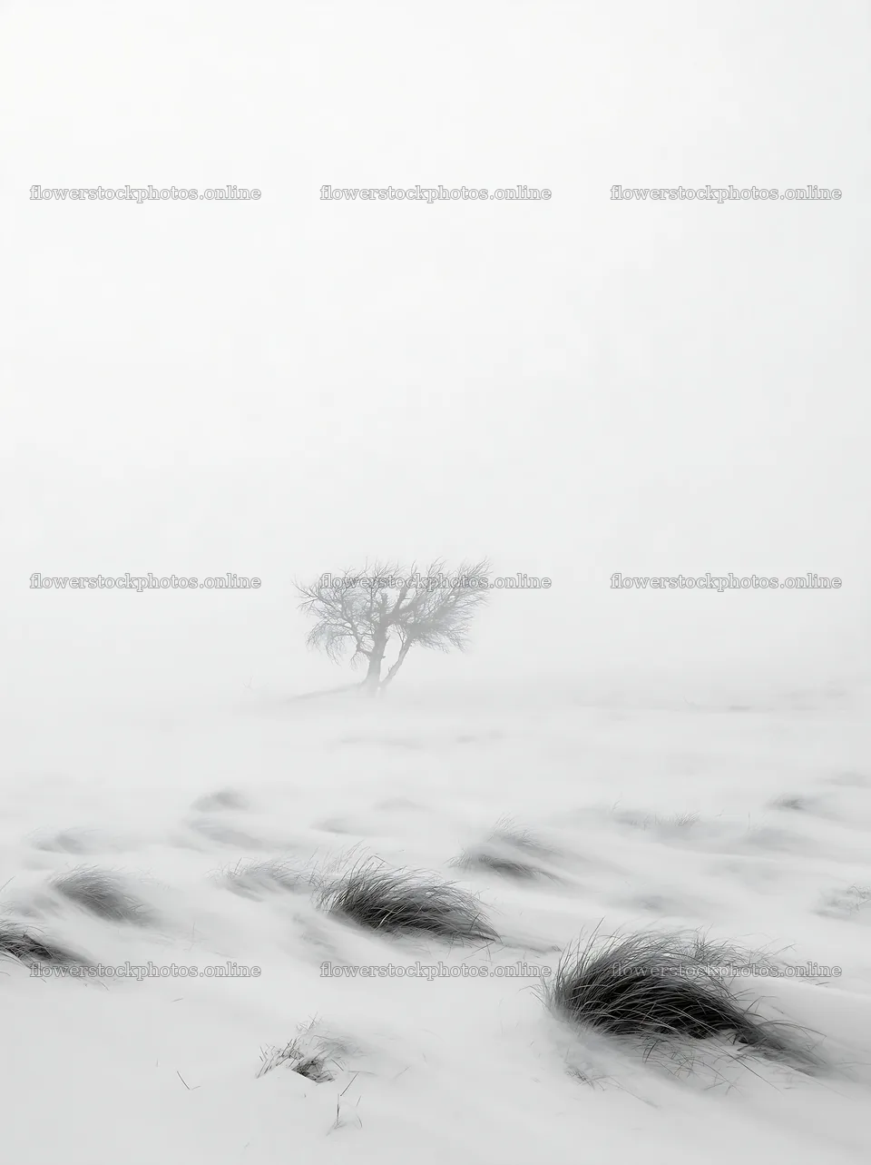Snowbound meadow with solitary tree in winter landscape – flower stock photos 6866x9174