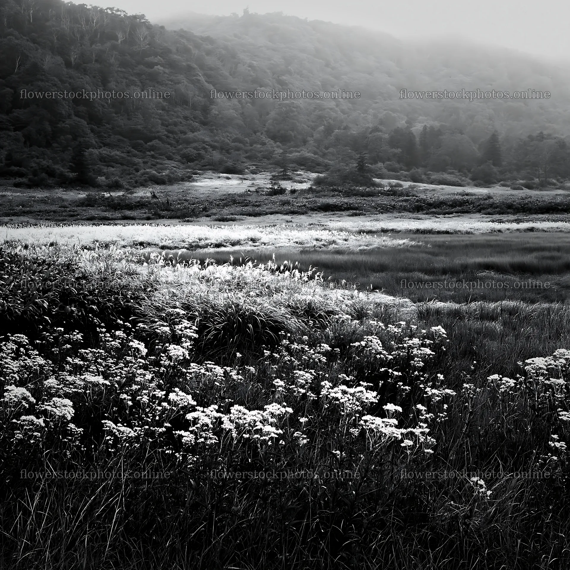 Dew on Nagano silver grass meadow in biodiverse landscape – flower stock photos 7938x7938