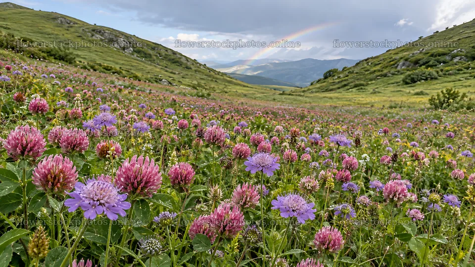 Pink and Purple Wildflowers in a Mountain Meadow – flower stock photos 10324x5812