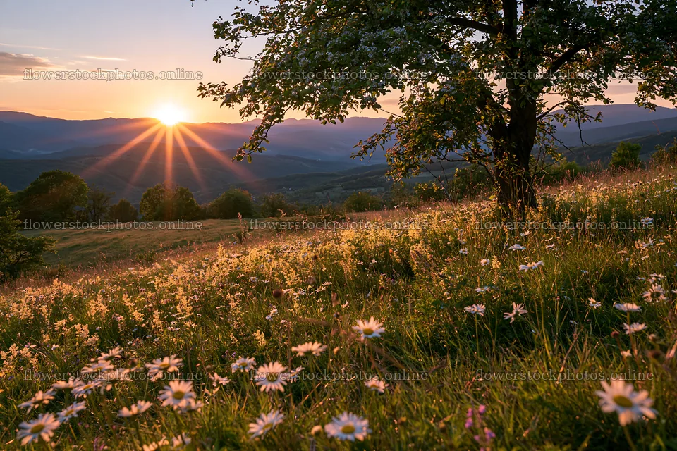 Transylvania summer hay meadows at sunset – flower stock photos 9722x6480