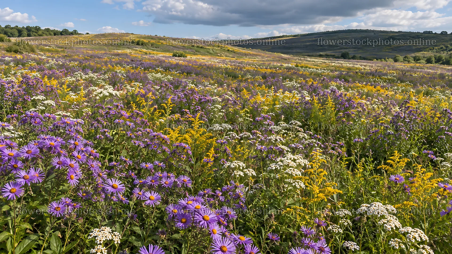Colorful Wildflowers Across a Rolling Meadow – flower stock photos 10324x5812