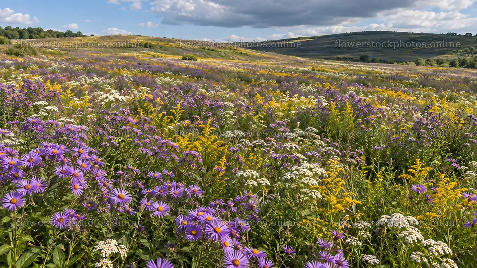Colorful Wildflowers Across a Rolling Meadow – flower stock photos 10324x5812