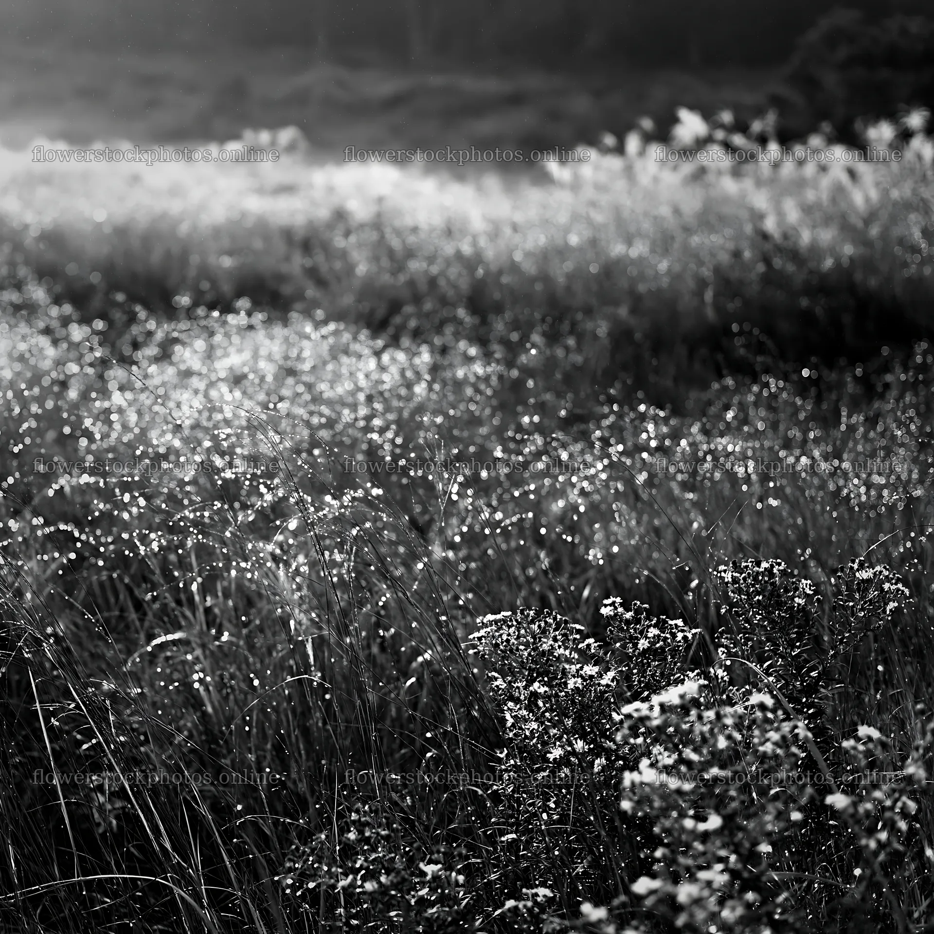 Fukui native grass meadow rain droplets sparkle in sunlight – flower stock photos 7938x7938