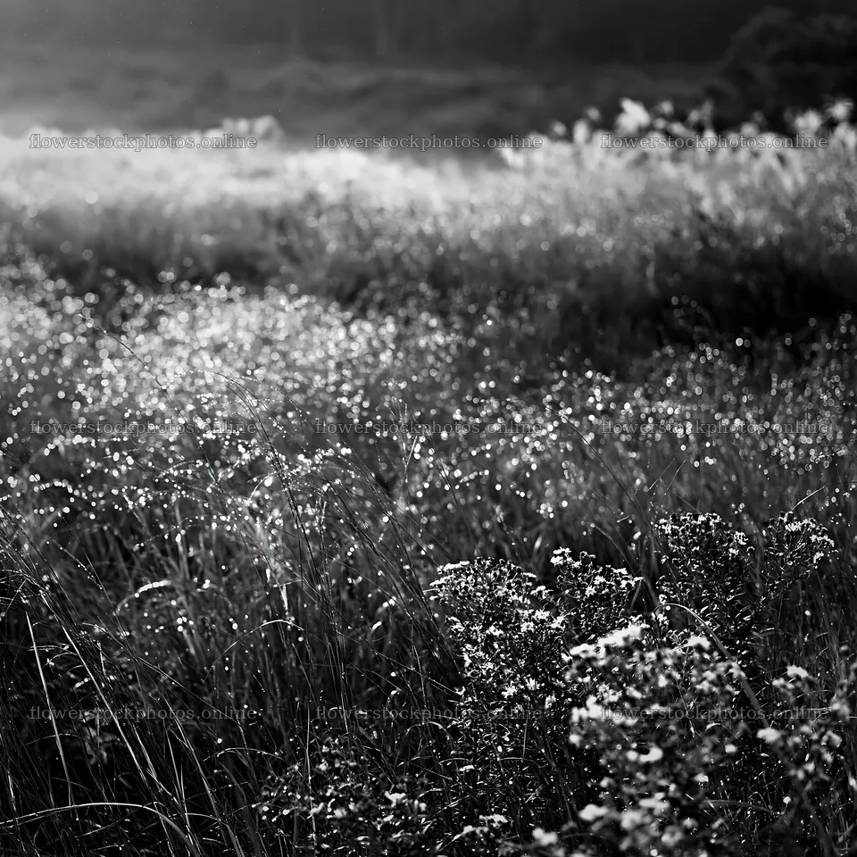 Fukui native grass meadow rain droplets sparkle in sunlight – flower stock photos 7938x7938